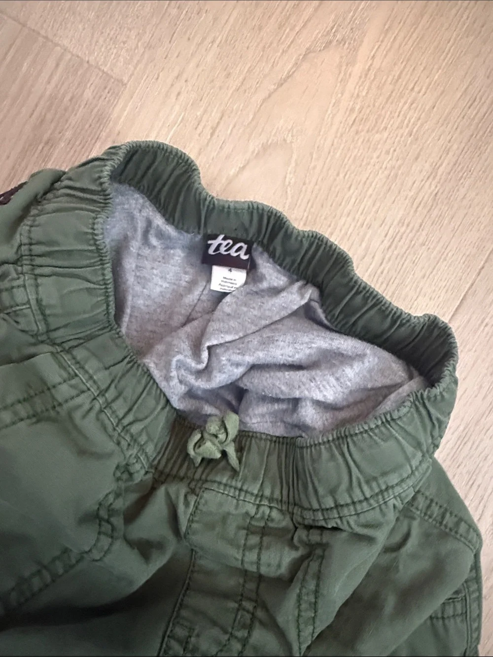 Kids TEA collection lined Olive Green Pull-On Cargo Pants Size 4